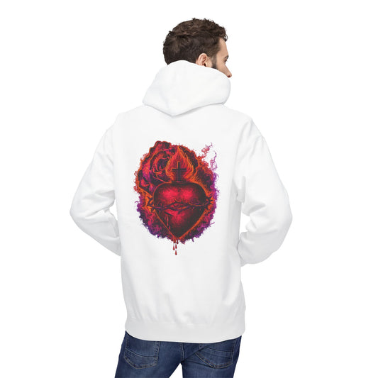 Sacred Heart of Jesus Rose & Flame Hoodie | Saints Hood