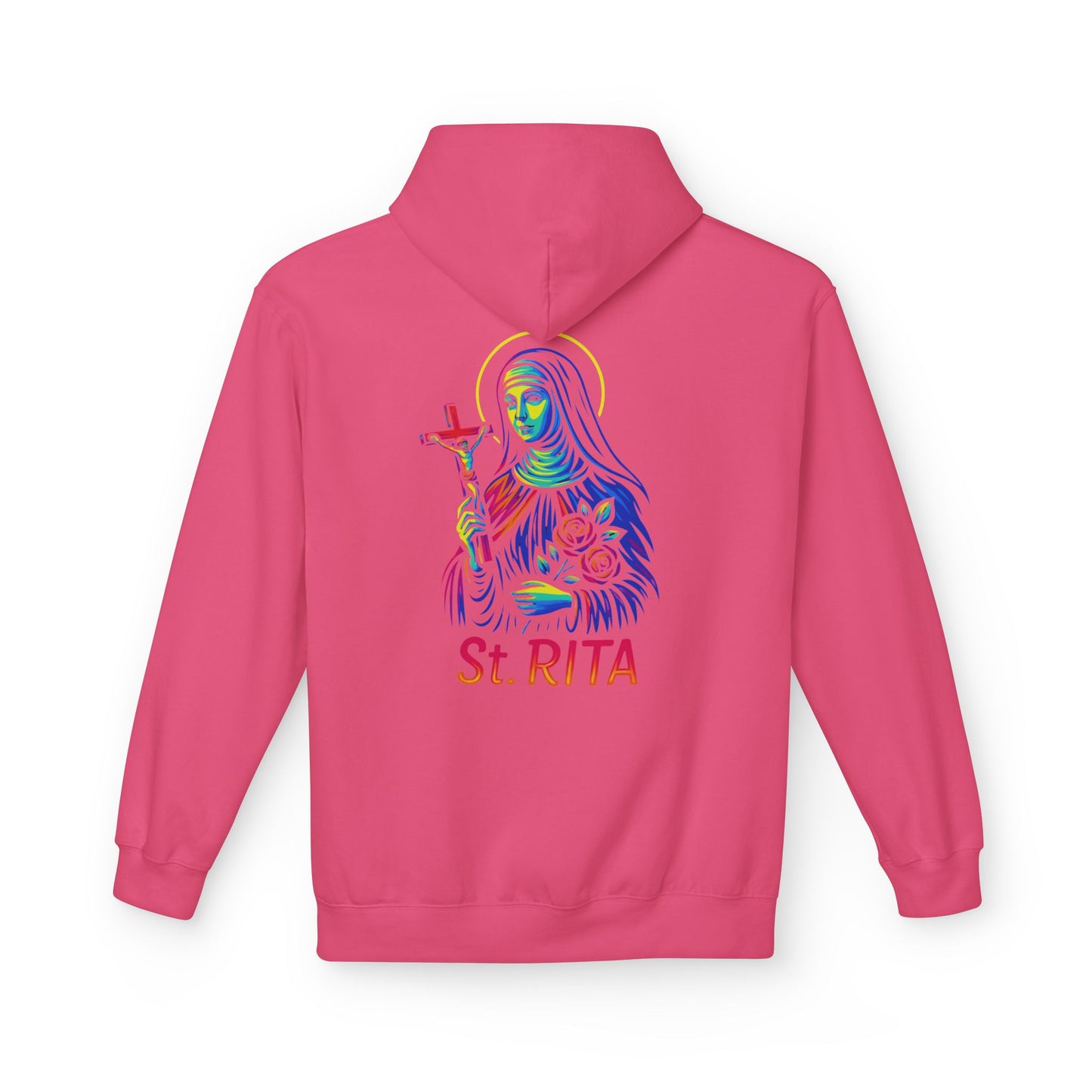St. Rita Neon Hoodie | Catholic Streetwear – Impossible Prayers, Bold Faith, Unbreakable Hope