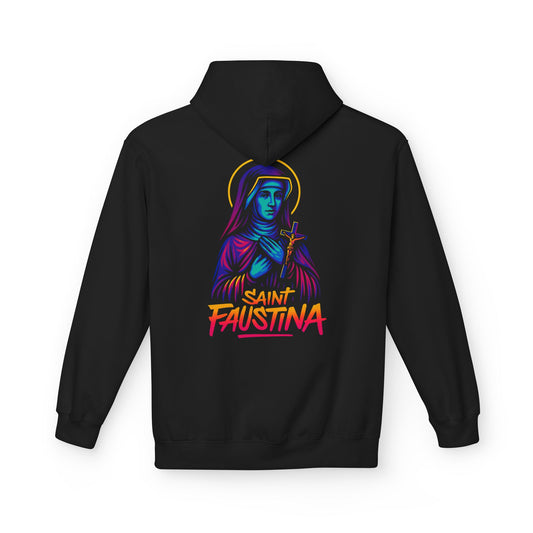 St. Faustina Neon Hoodie | Catholic Streetwear – Divine Mercy Energy & Bold Faith Style
