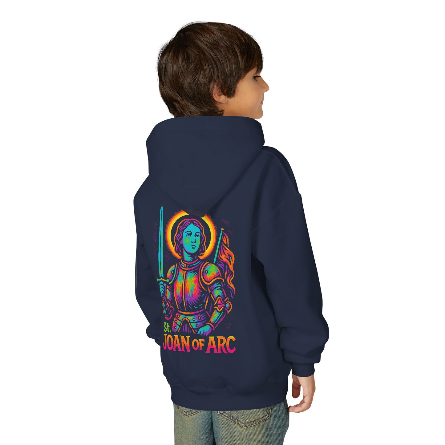 St. Joan of Arc Youth Hoodie | Catholic Streetwear – Courage, Faith & Fire for the Next Generation