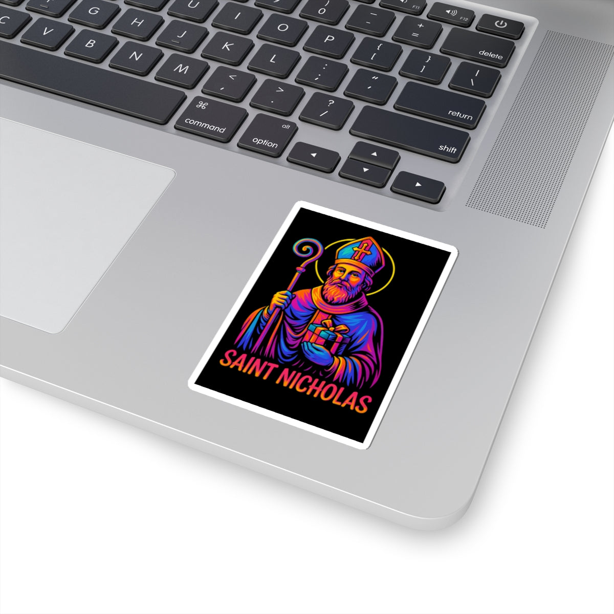 St. Nicholas Sticker | Catholic Saint Decal | Neon Christian Sticker | Faith Graphic Laptop & Water Bottle Sticker | Christmas Saint Art