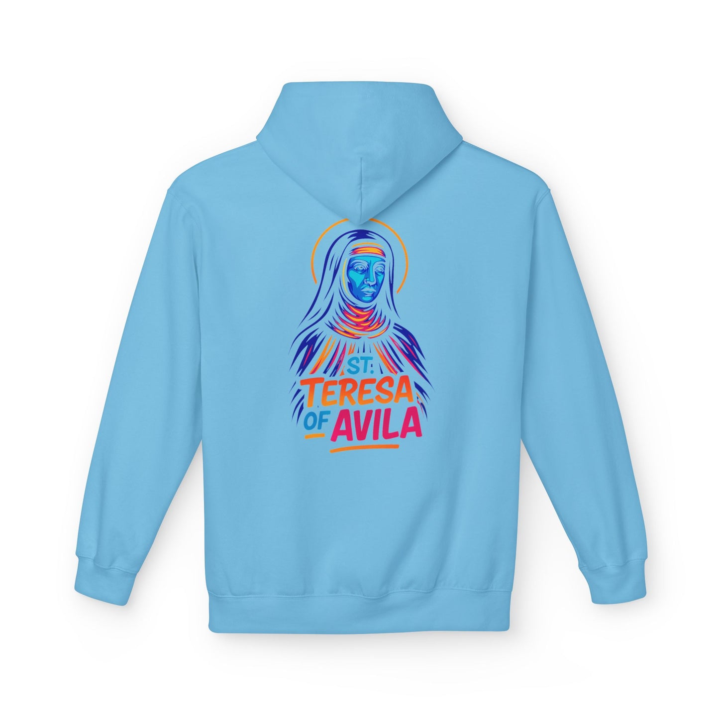 St. Teresa of Avila Neon Hoodie | Catholic Streetwear – Bold Faith & Urban Style