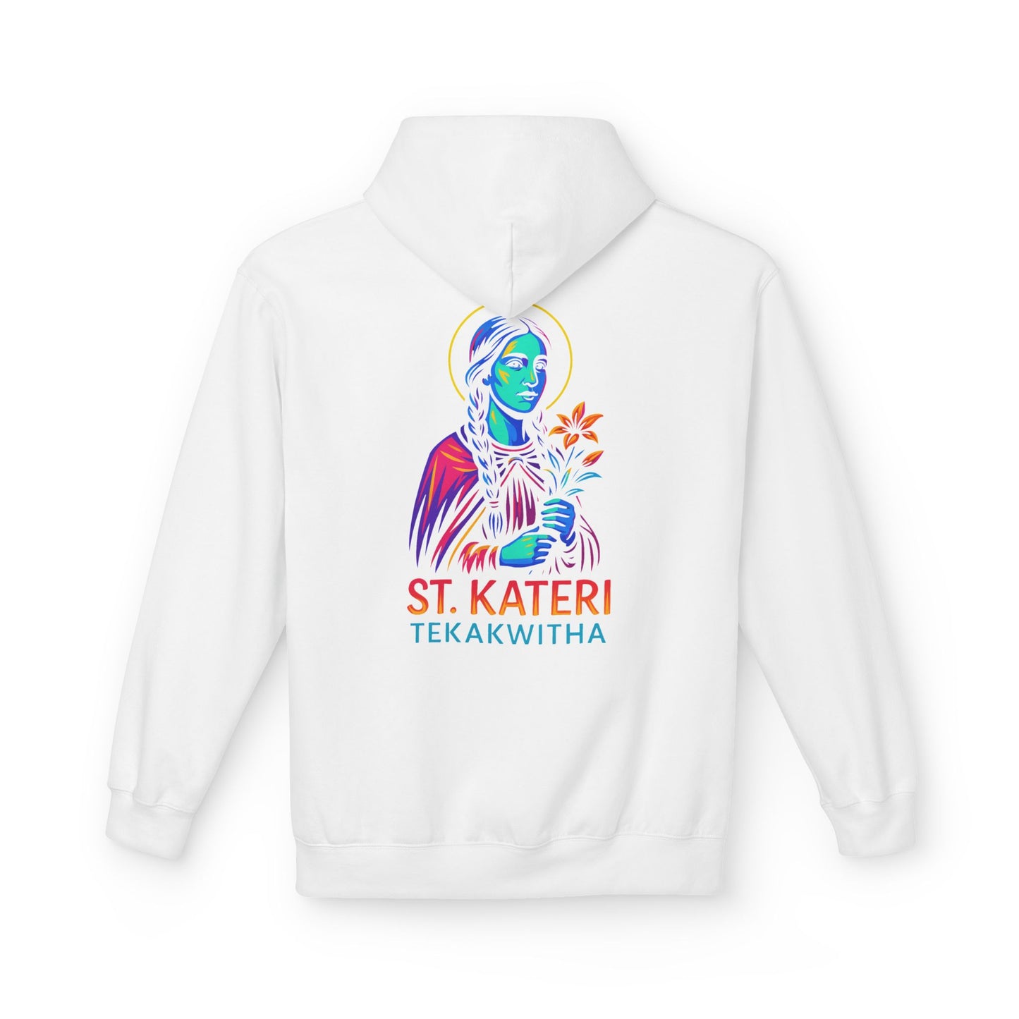 St. Kateri Tekakwitha Neon Hoodie | Catholic Streetwear – Indigenous Saint, Fearless Faith, Bold Style