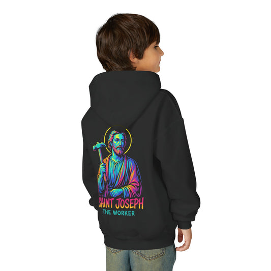 St. Joseph the Worker Youth Hoodie | Catholic Streetwear – Faith, Grit & Purpose