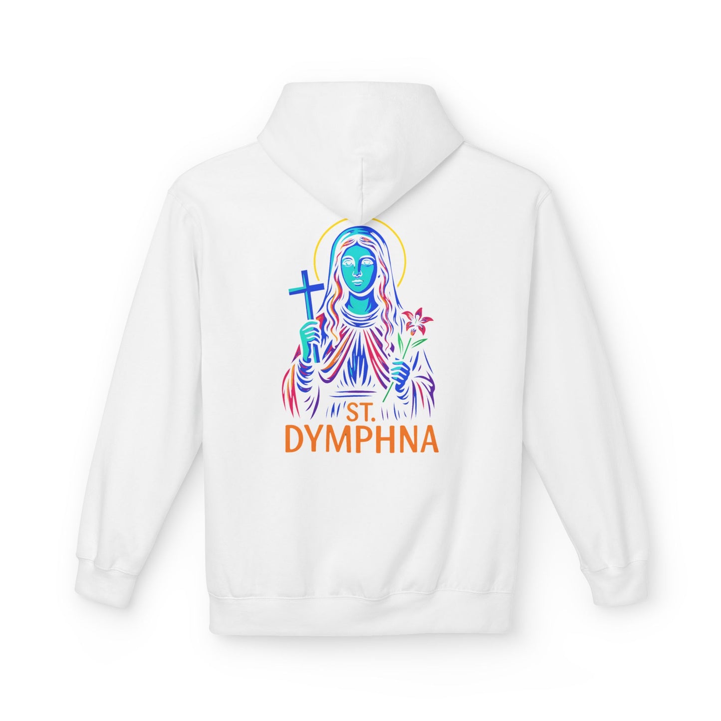 St. Dymphna Neon Hoodie | Catholic Streetwear – Hope, Healing & Mental Health Awareness