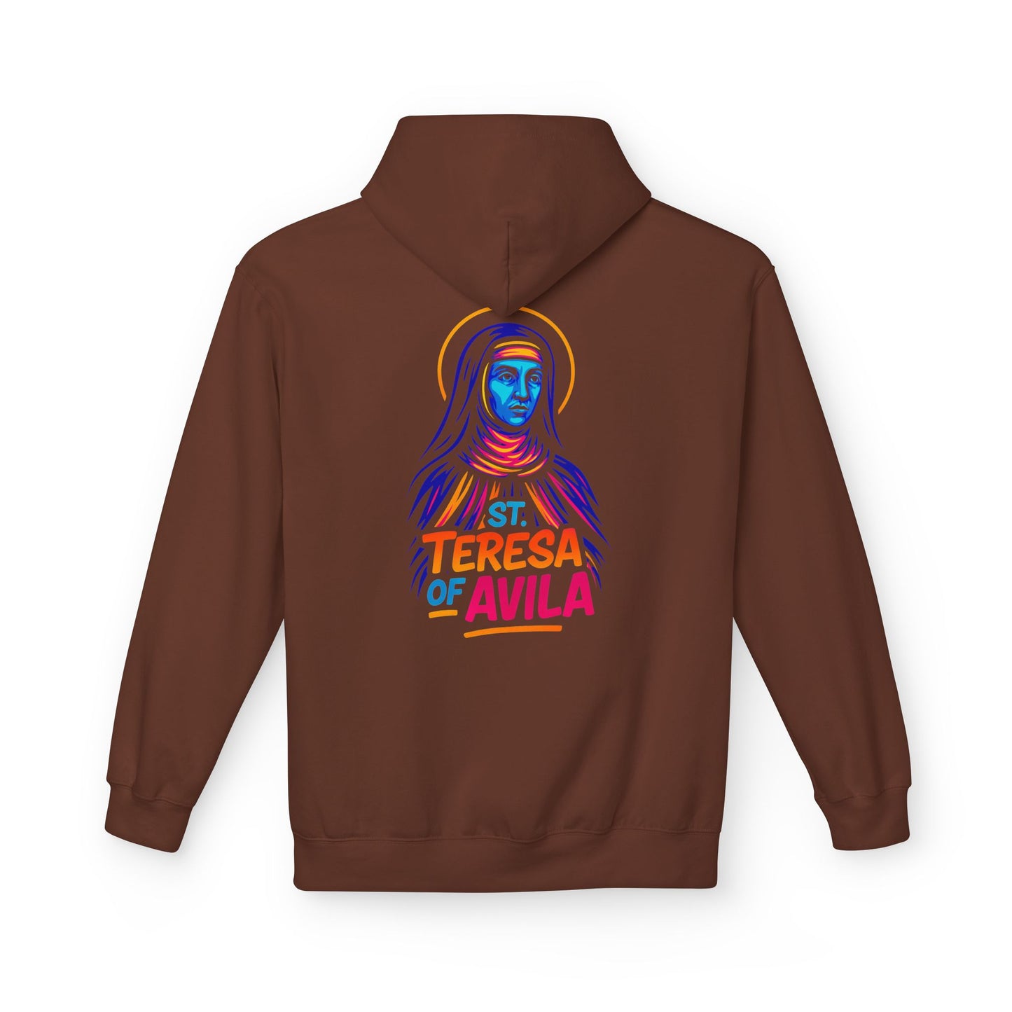 St. Teresa of Avila Neon Hoodie | Catholic Streetwear – Bold Faith & Urban Style
