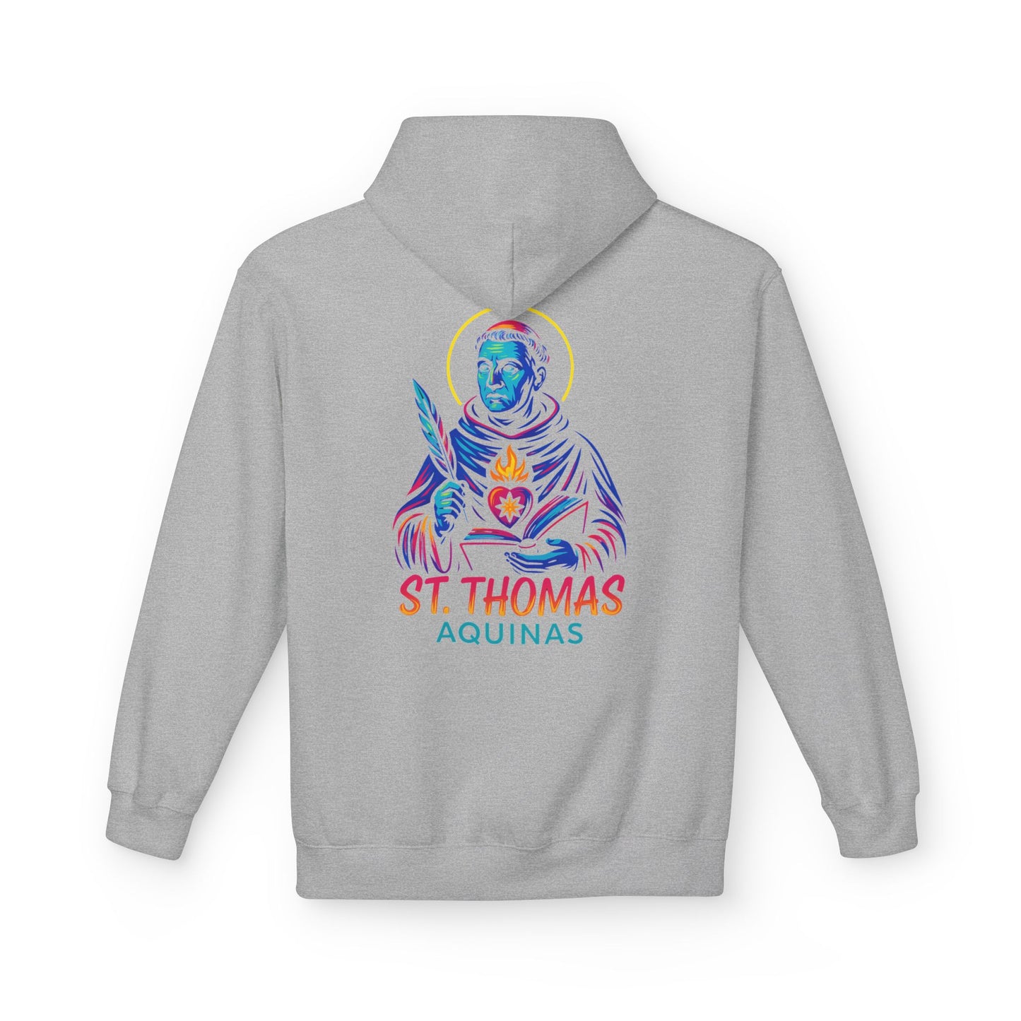St. Thomas Aquinas Hoodie | Catholic Saint Hoodie | Neon Christian Streetwear | Faith Graphic Sweatshirt | Catholic Gift for Men & Women
