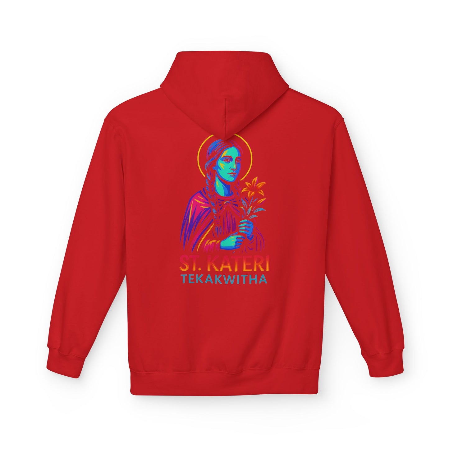 St. Kateri Tekakwitha Neon Hoodie | Catholic Streetwear – Indigenous Saint, Fearless Faith, Bold Style