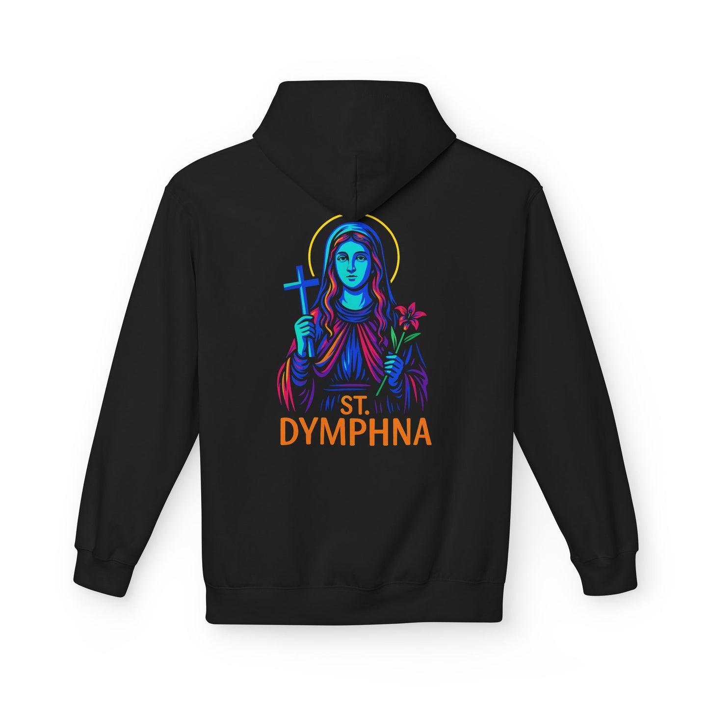 St. Dymphna Neon Hoodie | Catholic Streetwear – Hope, Healing & Mental Health Awareness