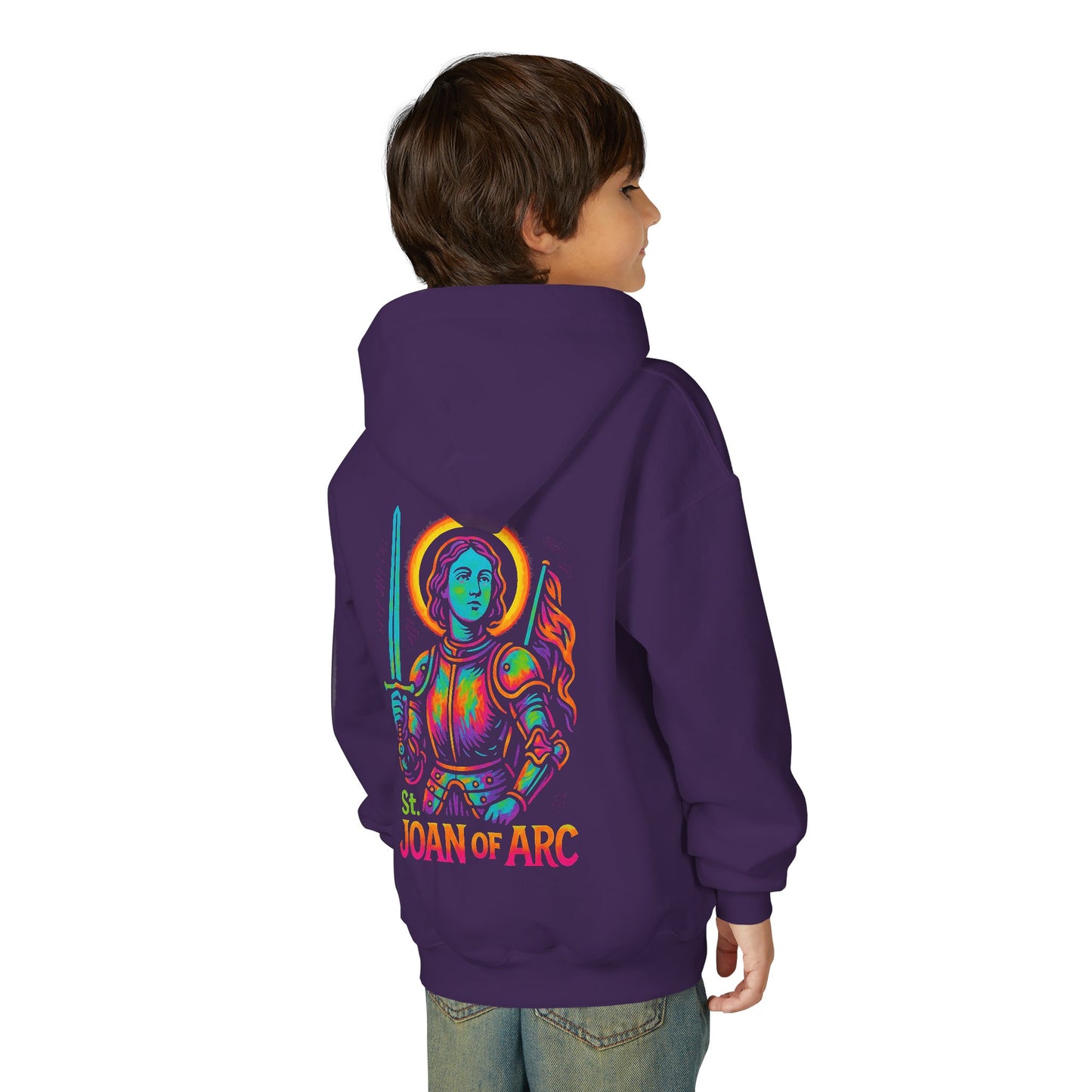 St. Joan of Arc Youth Hoodie | Catholic Streetwear – Courage, Faith & Fire for the Next Generation
