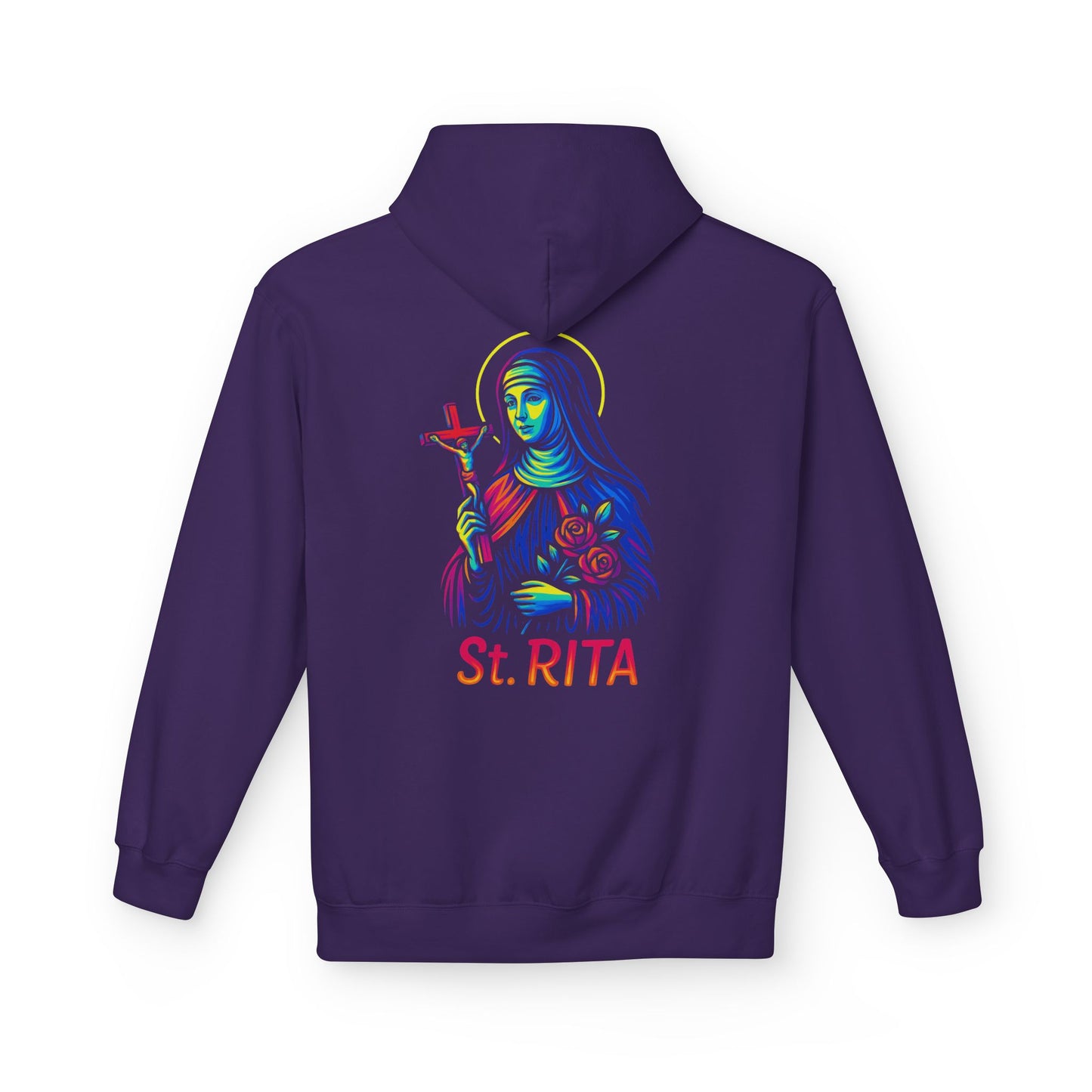 St. Rita Neon Hoodie | Catholic Streetwear – Impossible Prayers, Bold Faith, Unbreakable Hope