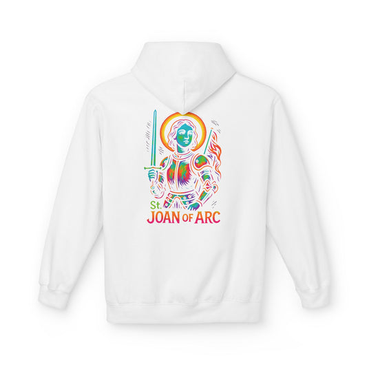 Saint Joan of Arc Hoodie | Catholic Streetwear | Saint Hoodie for Women | Faith Graphic Hoodie | Christian Neon Hoodie