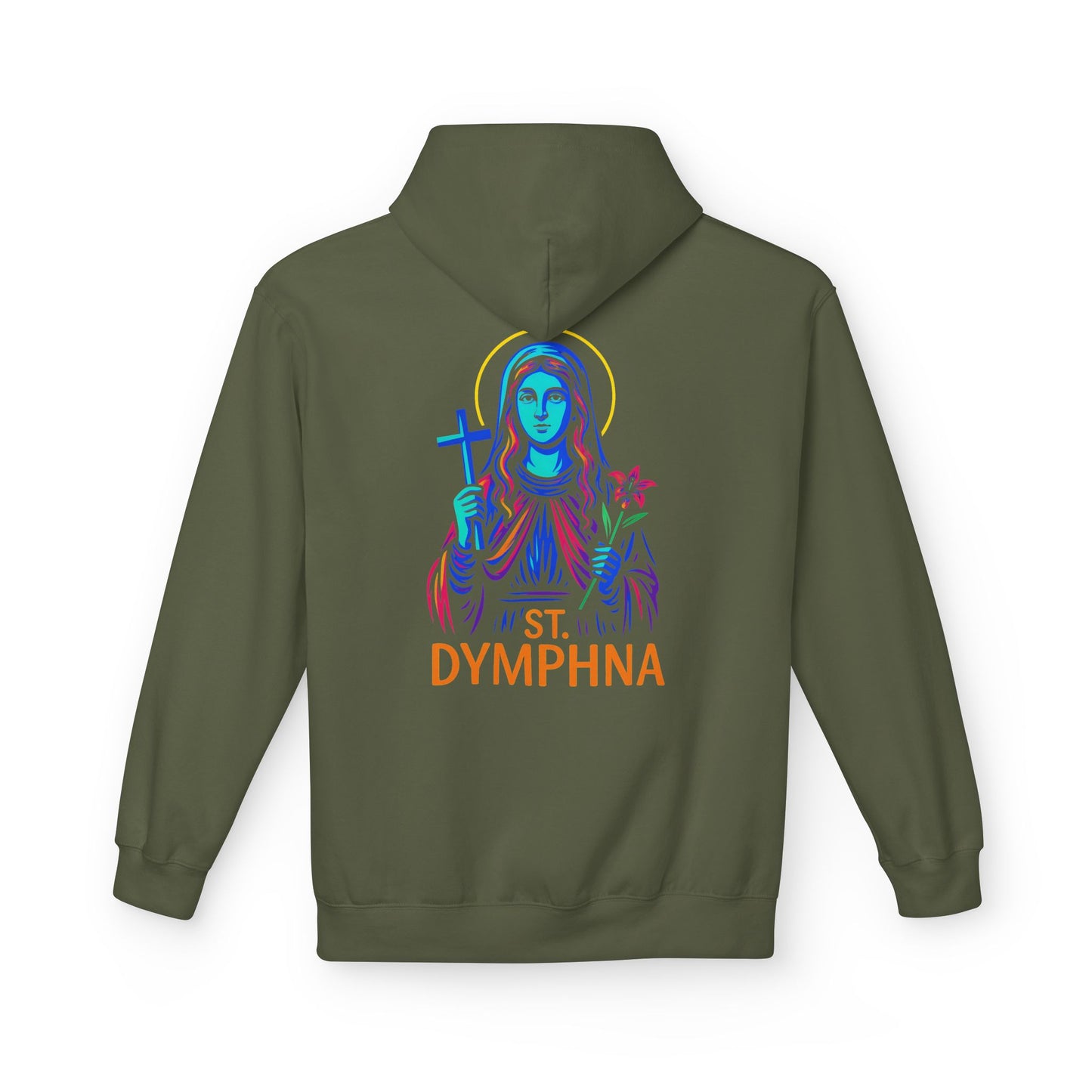 St. Dymphna Neon Hoodie | Catholic Streetwear – Hope, Healing & Mental Health Awareness