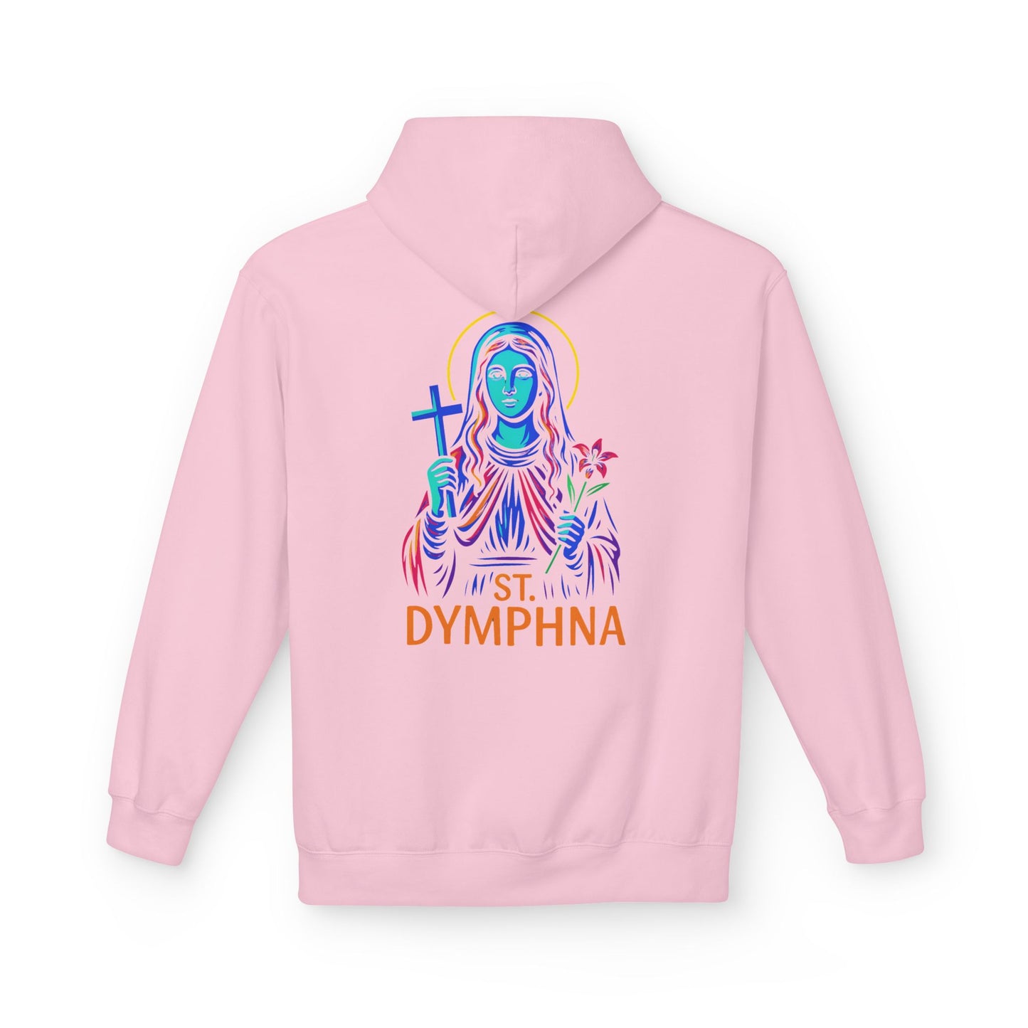 St. Dymphna Neon Hoodie | Catholic Streetwear – Hope, Healing & Mental Health Awareness