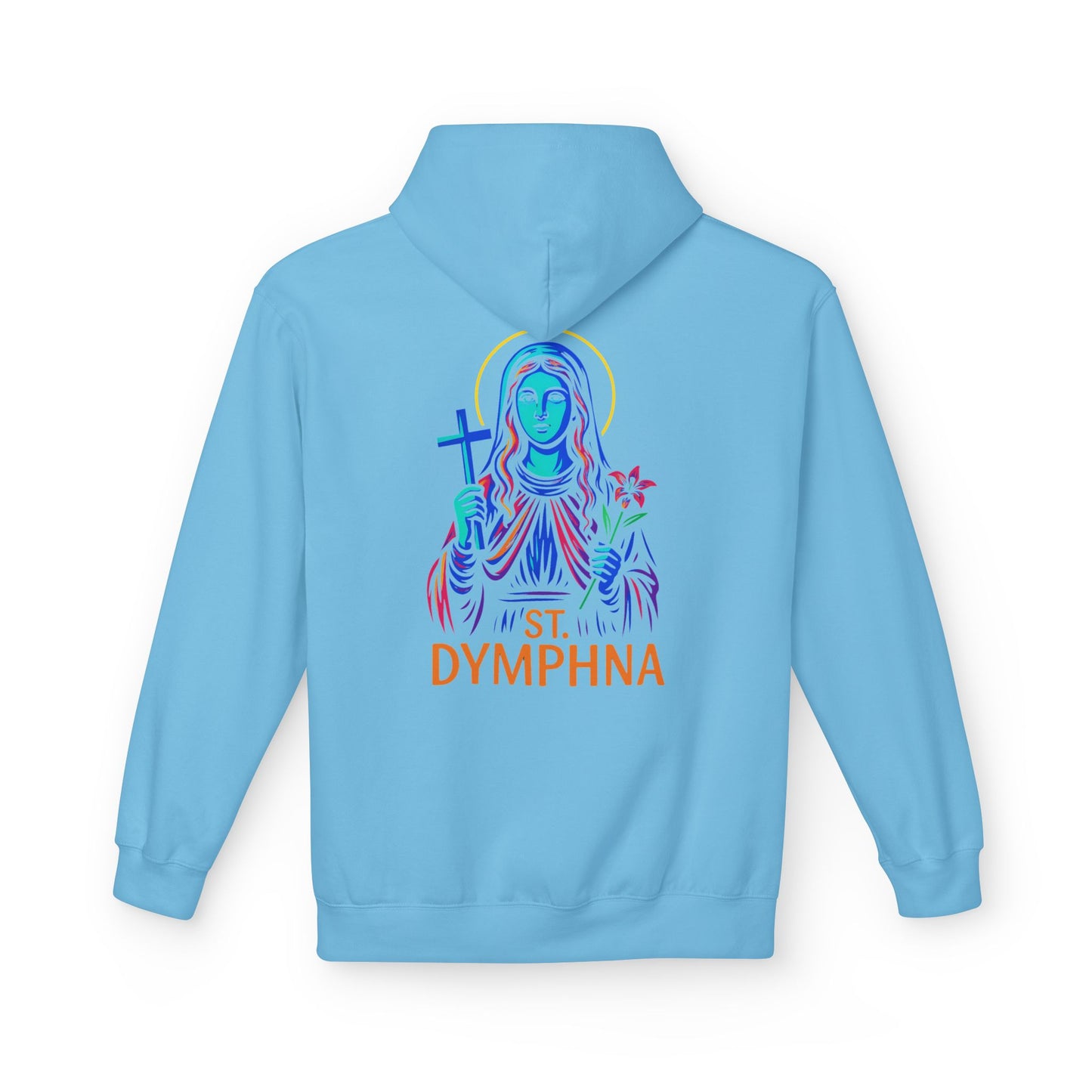 St. Dymphna Neon Hoodie | Catholic Streetwear – Hope, Healing & Mental Health Awareness