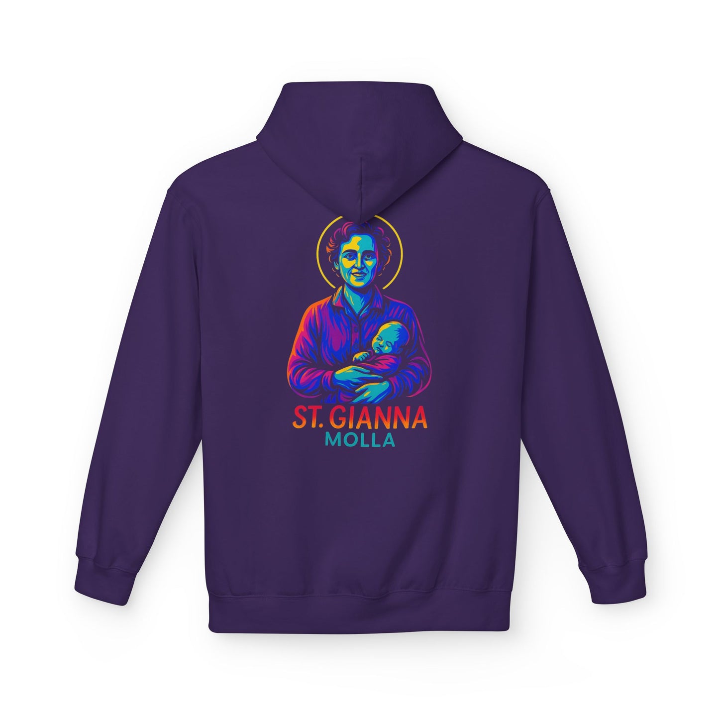 St. Gianna Molla Neon Hoodie | Catholic Streetwear – Love, Life & Courage in Color