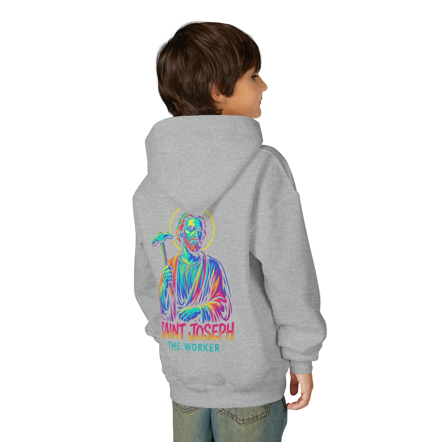 St. Joseph the Worker Youth Hoodie | Catholic Streetwear – Faith, Grit & Purpose