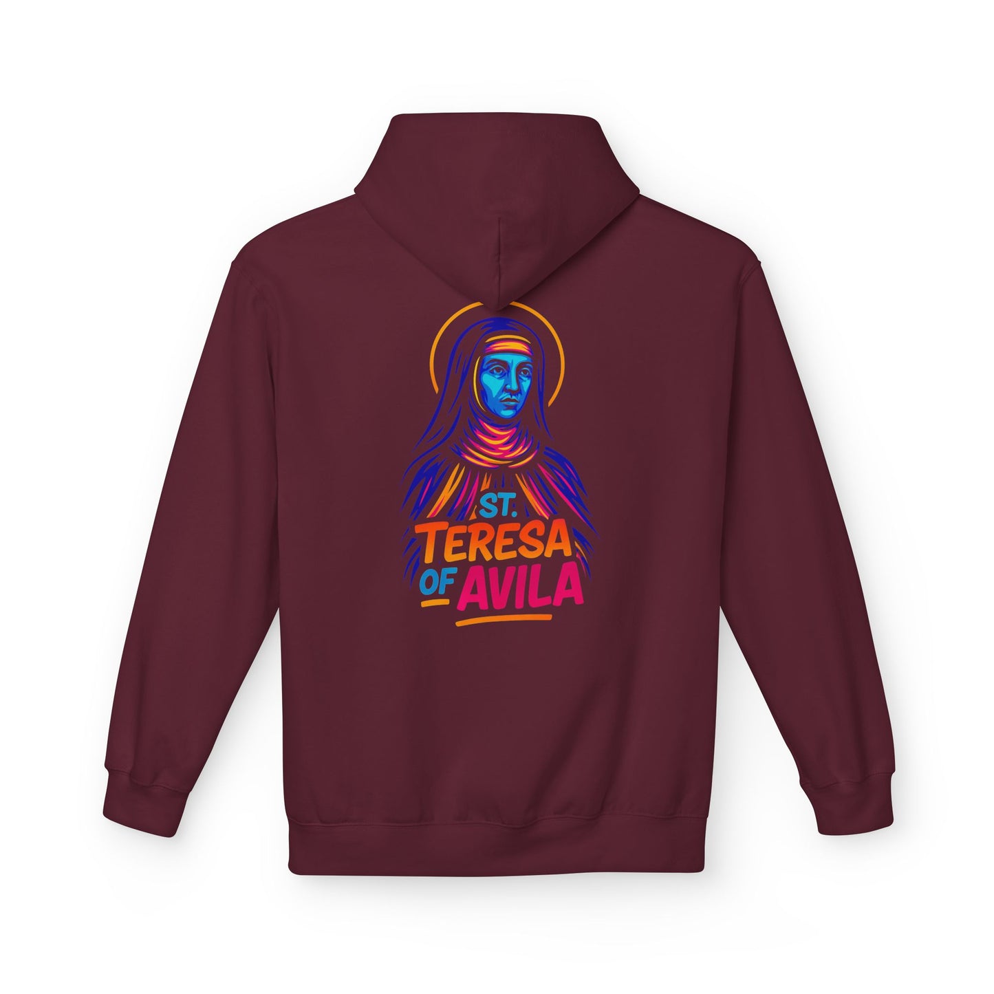 St. Teresa of Avila Neon Hoodie | Catholic Streetwear – Bold Faith & Urban Style