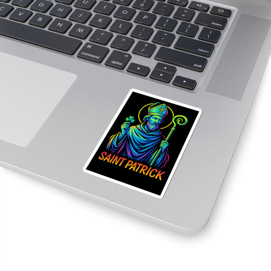 St. Patrick Sticker | Catholic Saint Decal | Neon Christian Sticker | Faith Graphic Laptop & Water Bottle Sticker