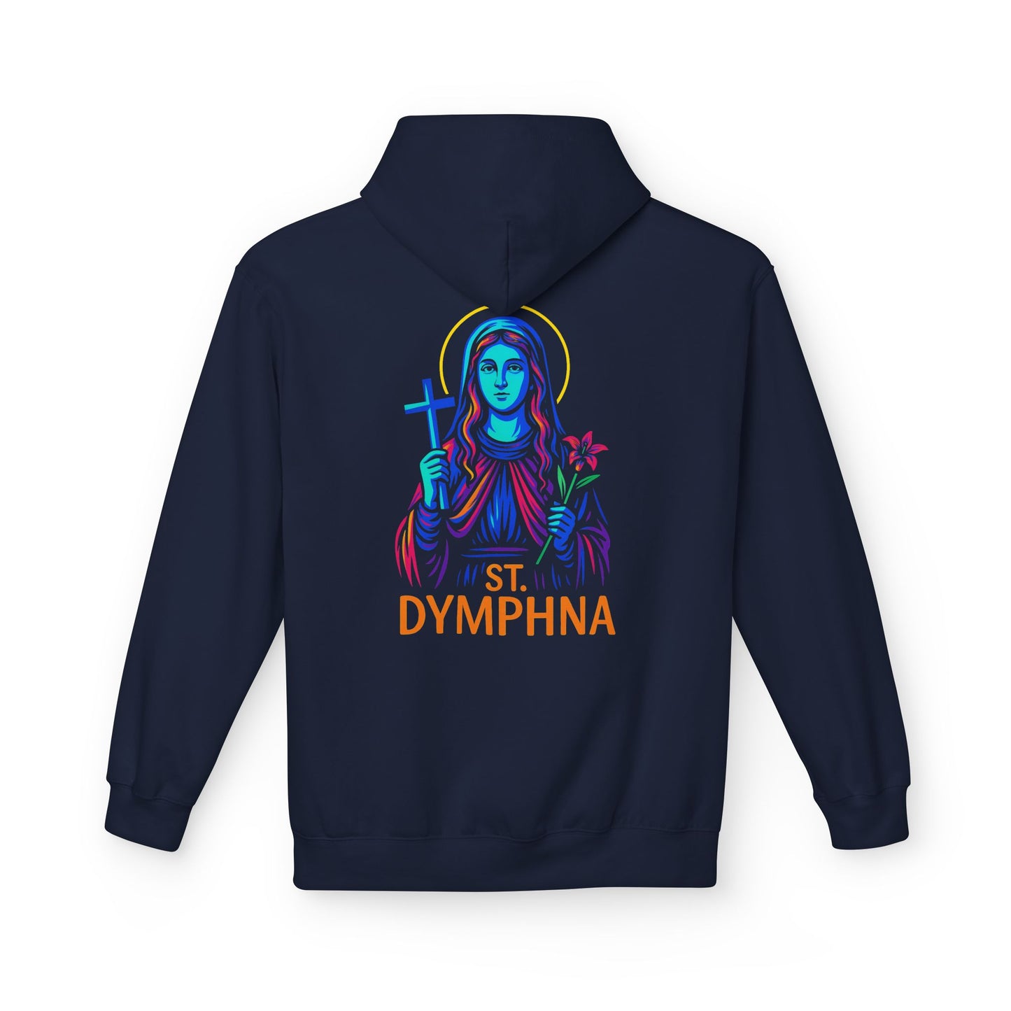 St. Dymphna Neon Hoodie | Catholic Streetwear – Hope, Healing & Mental Health Awareness