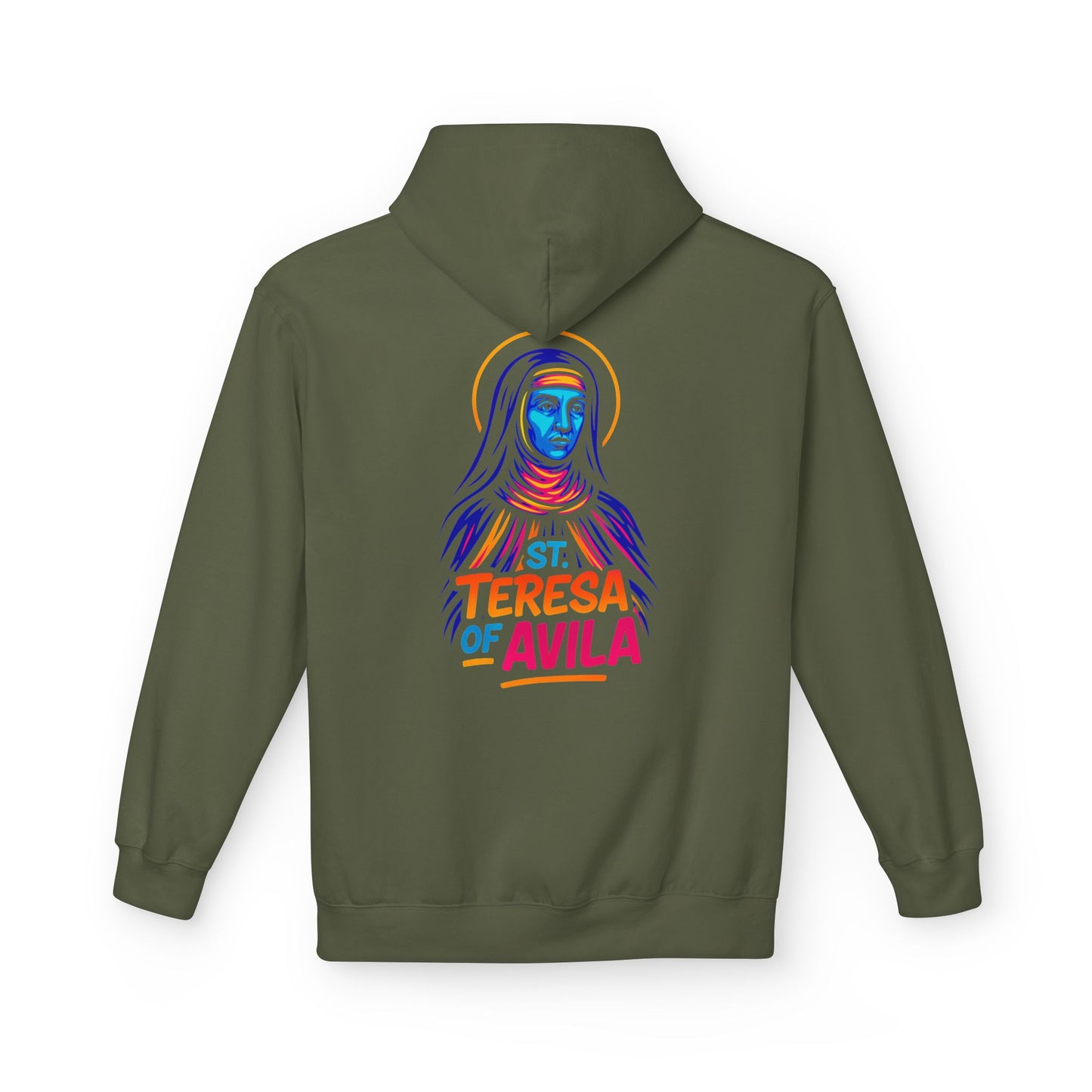 St. Teresa of Avila Neon Hoodie | Catholic Streetwear – Bold Faith & Urban Style