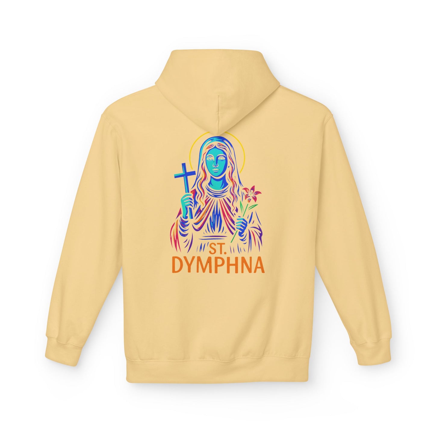 St. Dymphna Neon Hoodie | Catholic Streetwear – Hope, Healing & Mental Health Awareness