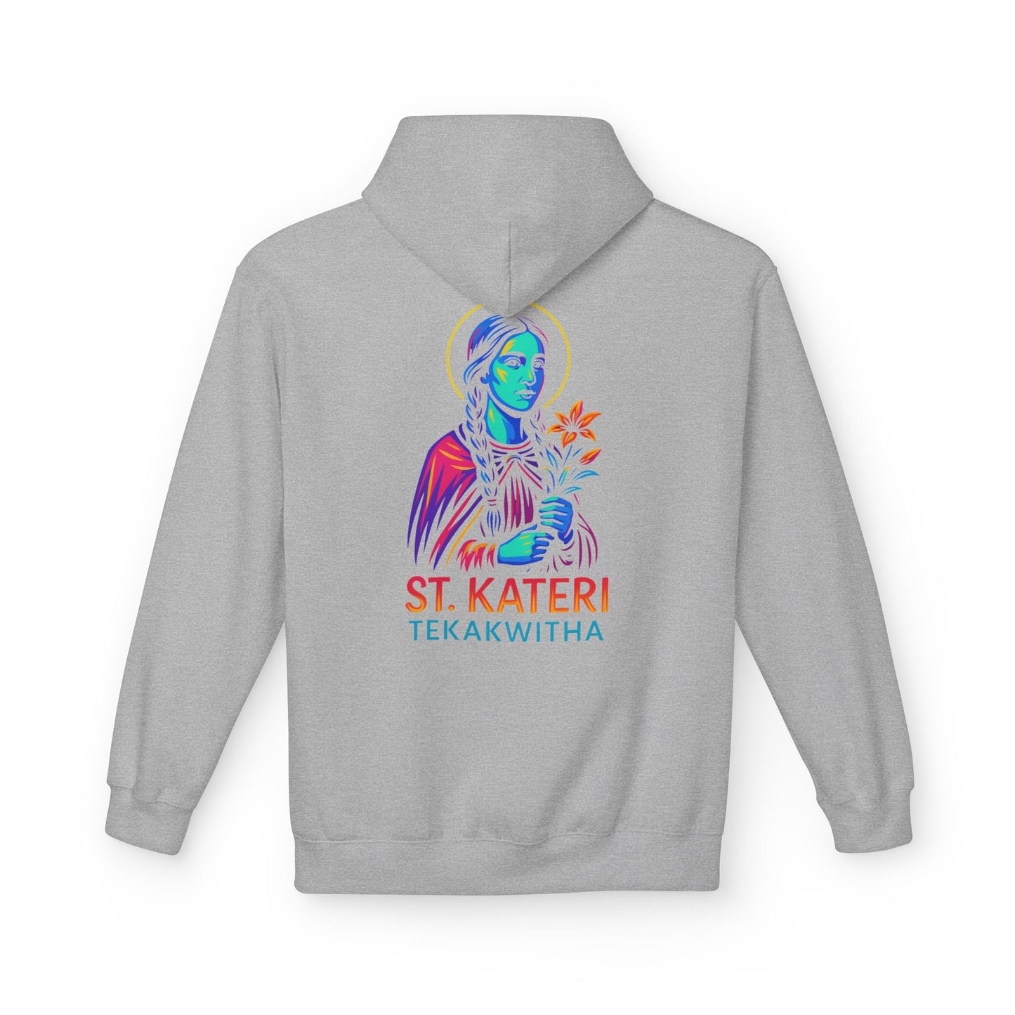 St. Kateri Tekakwitha Neon Hoodie | Catholic Streetwear – Indigenous Saint, Fearless Faith, Bold Style