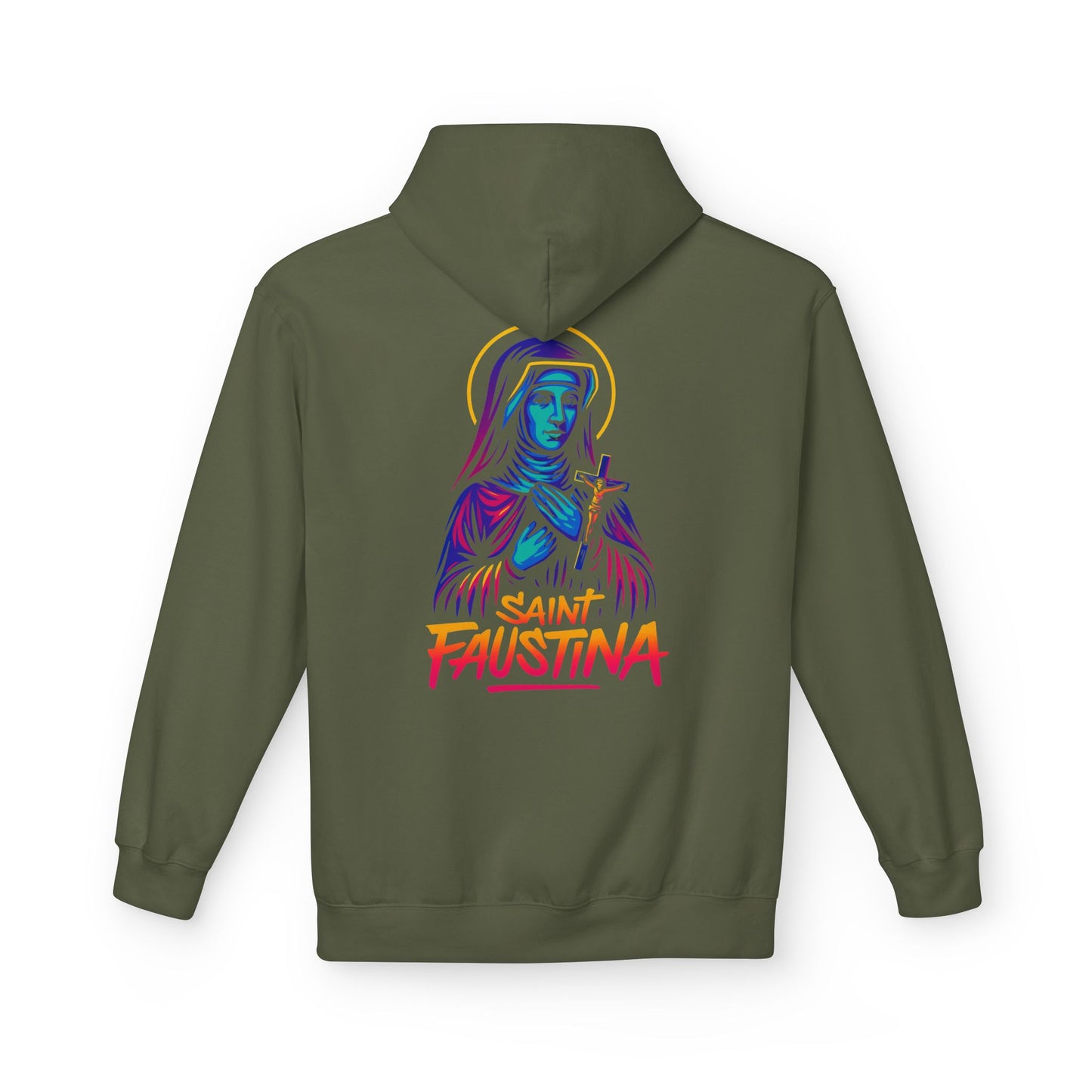 St. Faustina Neon Hoodie | Catholic Streetwear – Divine Mercy Energy & Bold Faith Style