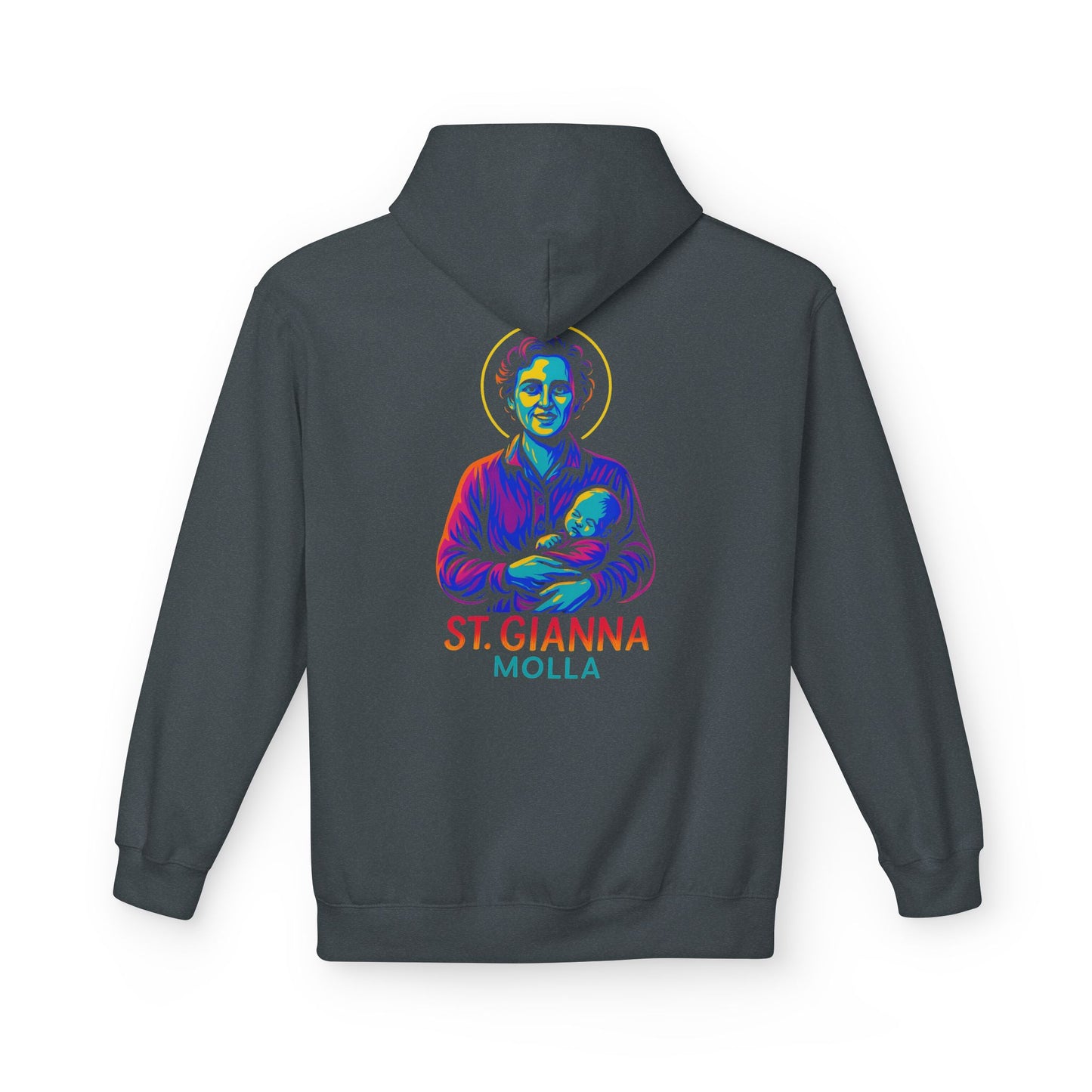 St. Gianna Molla Neon Hoodie | Catholic Streetwear – Love, Life & Courage in Color