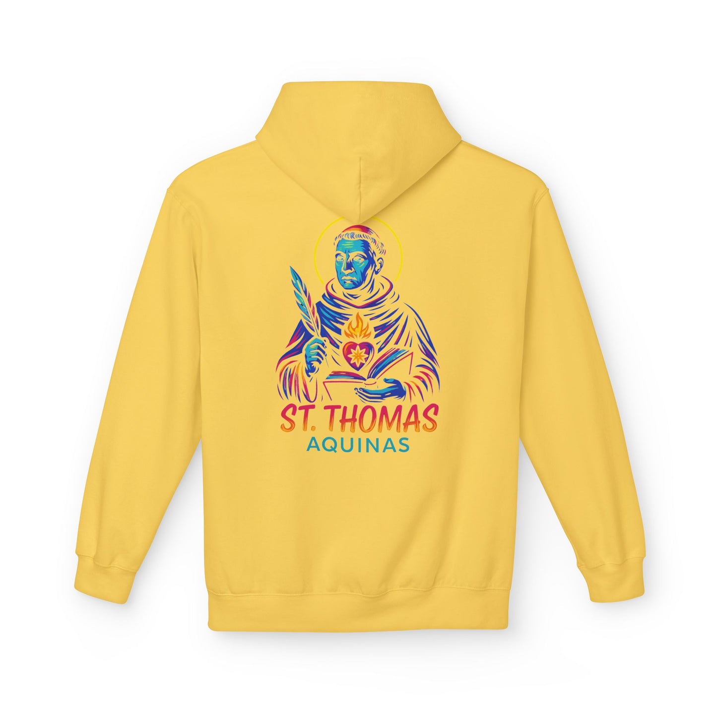 St. Thomas Aquinas Hoodie | Catholic Saint Hoodie | Neon Christian Streetwear | Faith Graphic Sweatshirt | Catholic Gift for Men & Women