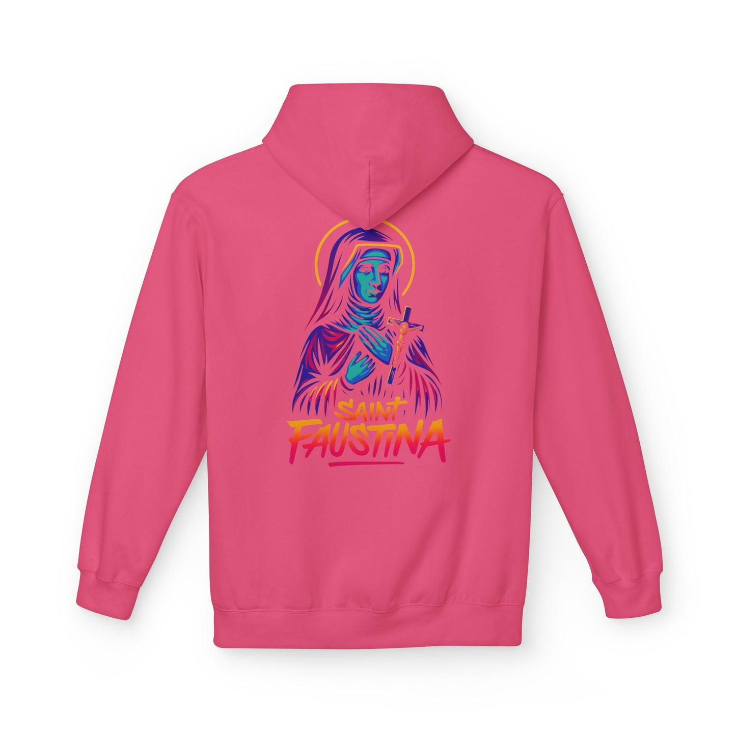 St. Faustina Neon Hoodie | Catholic Streetwear – Divine Mercy Energy & Bold Faith Style
