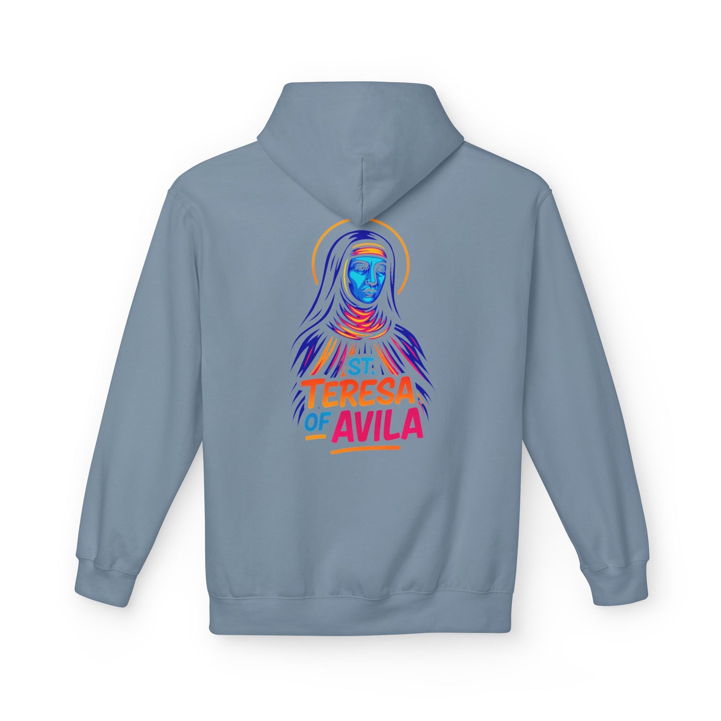 St. Teresa of Avila Neon Hoodie | Catholic Streetwear – Bold Faith & Urban Style