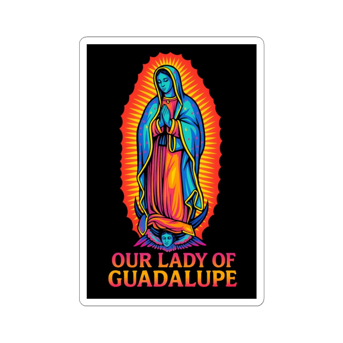 Our Lady of Guadalupe Sticker | Virgin Mary Decal | Catholic Sticker | Neon Christian Sticker | Faith Laptop & Water Bottle Sticker