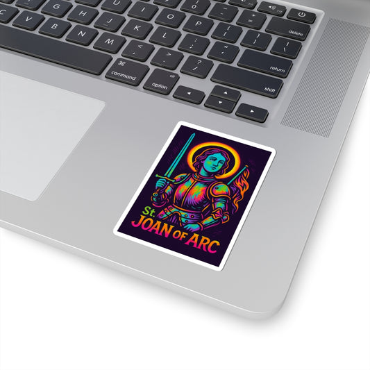 St. Joan of Arc Sticker | Catholic Saint Decal | Neon Christian Sticker | Faith Graffiti Style Laptop & Water Bottle Sticker
