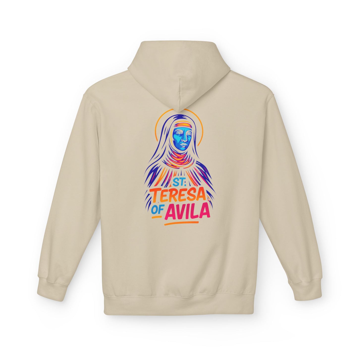 St. Teresa of Avila Neon Hoodie | Catholic Streetwear – Bold Faith & Urban Style