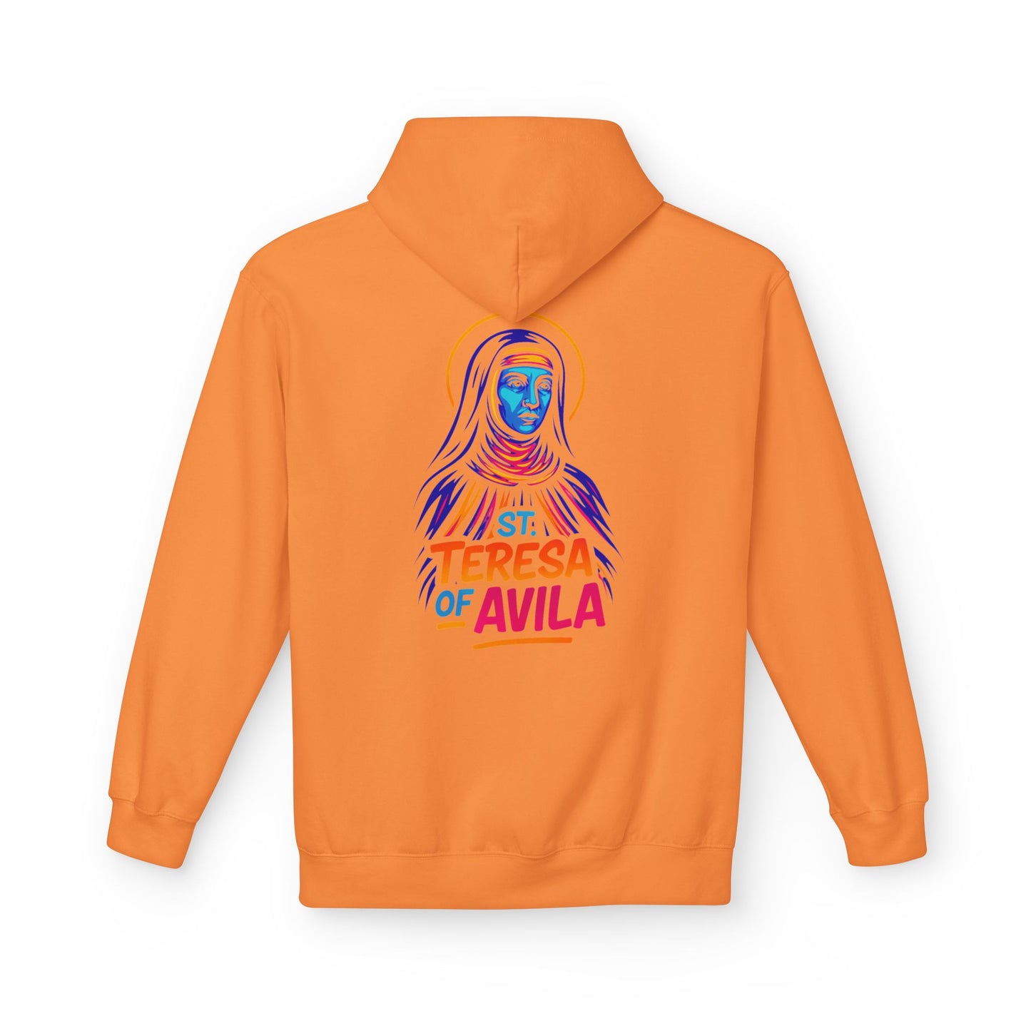 St. Teresa of Avila Neon Hoodie | Catholic Streetwear – Bold Faith & Urban Style